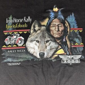 Vintage Iron Horse Rally 2000 T Shirt Mens XL Wolf Biker Colorado Y2K